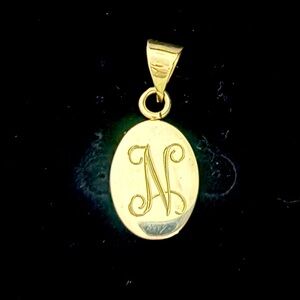 N monogrammed necklace pendant